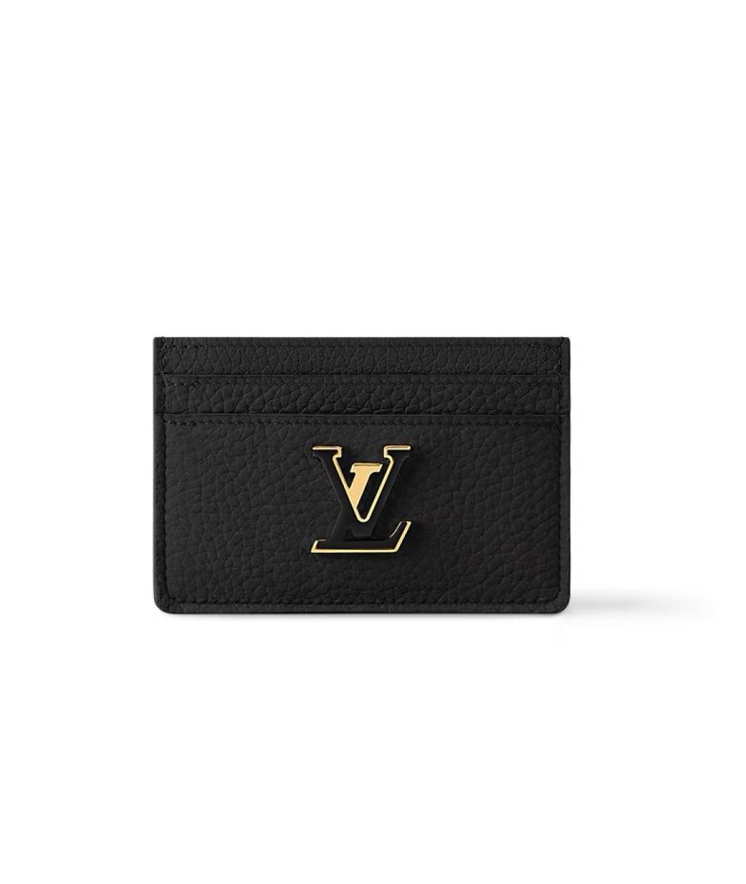 LOUIS VUITTON Черный кожаный кардхолдер, фото 4