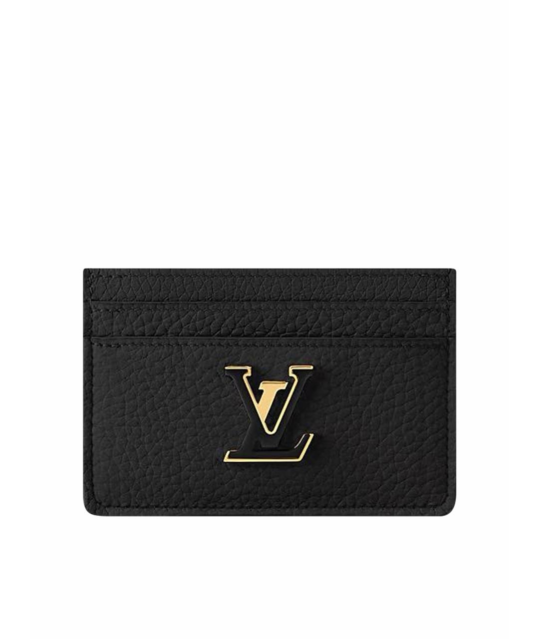 LOUIS VUITTON Черный кожаный кардхолдер, фото 1