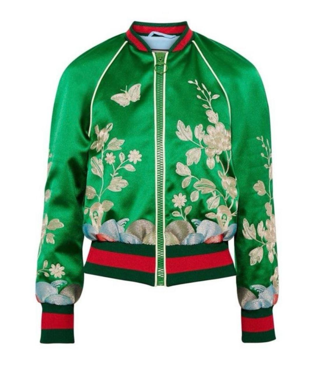 GUCCI Зеленый шелковый костюм с брюками, фото 1