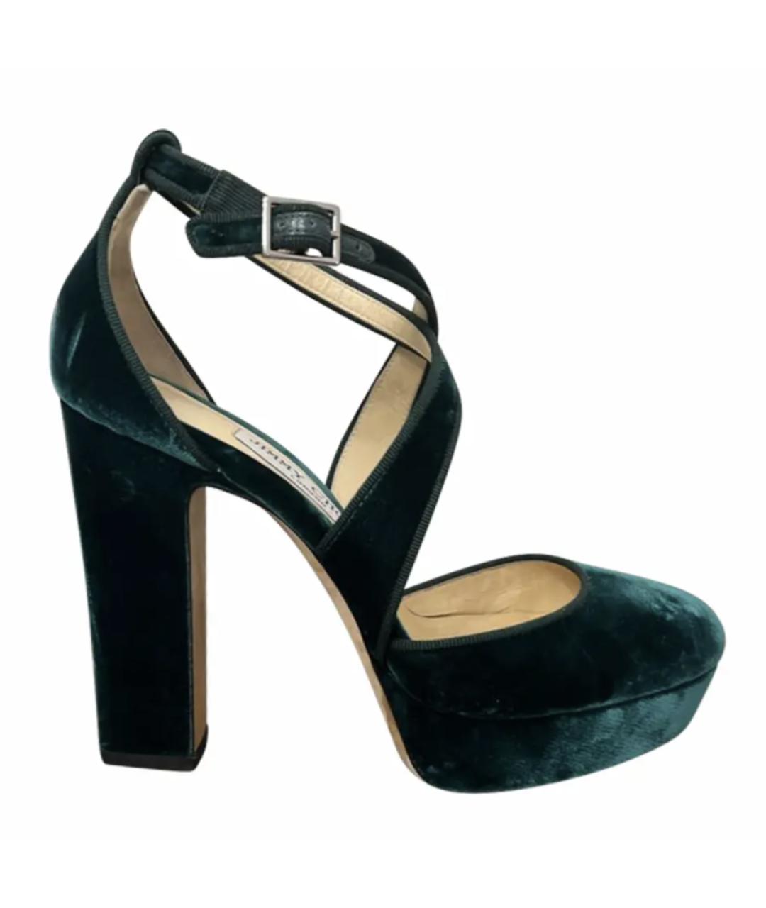 JIMMY CHOO Зеленые бархатные туфли, фото 1