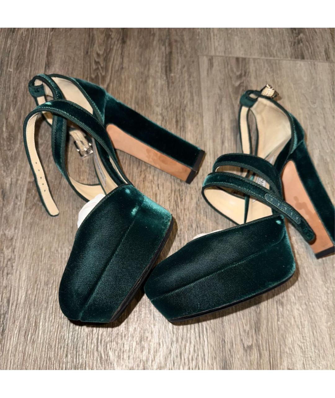 JIMMY CHOO Зеленые бархатные туфли, фото 2