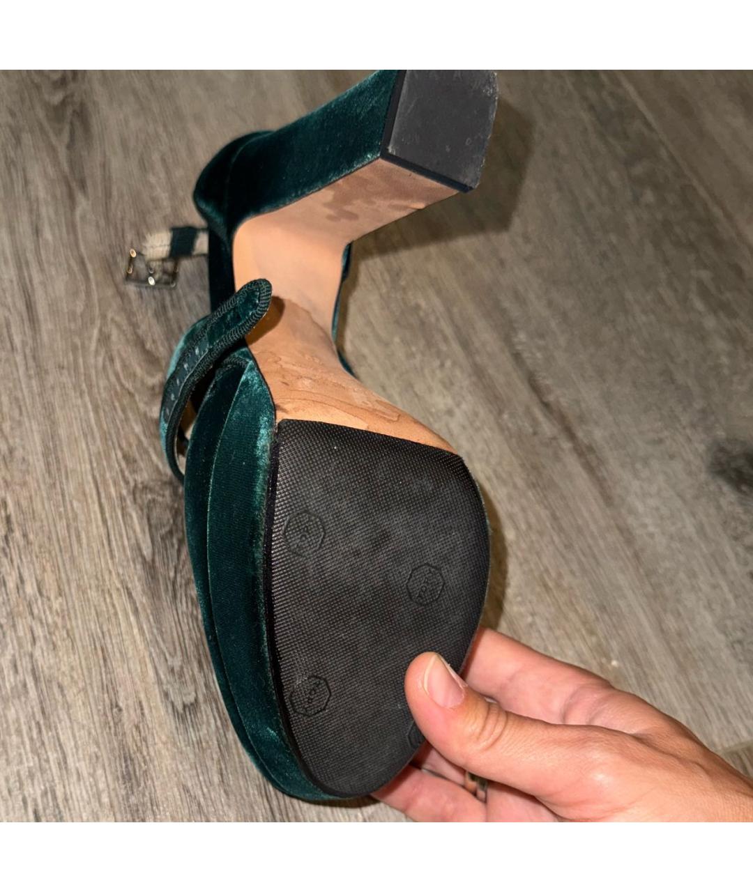 JIMMY CHOO Зеленые бархатные туфли, фото 9