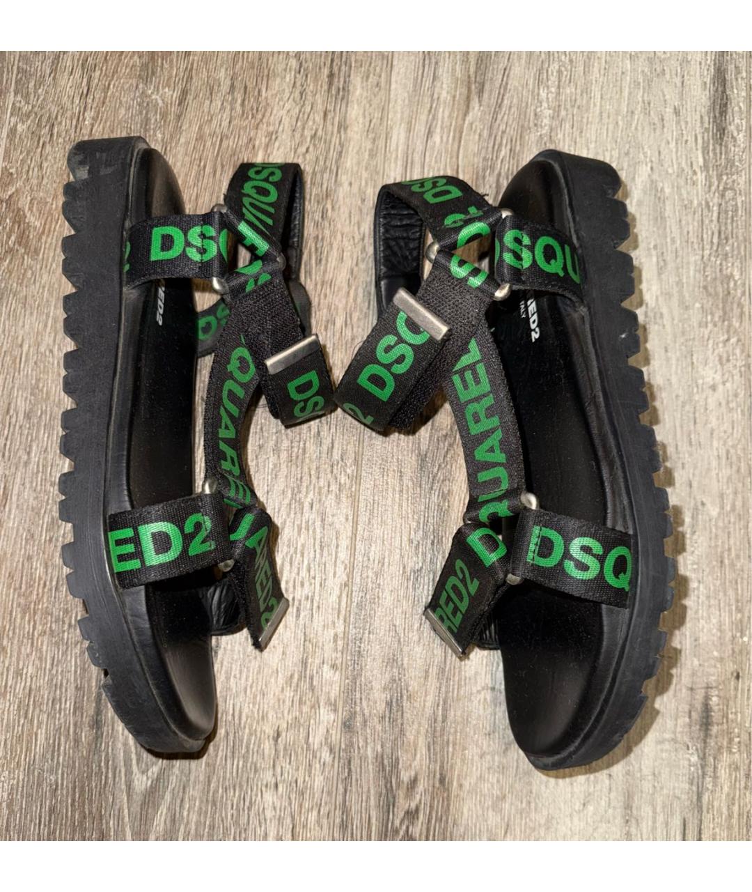 DSQUARED2 Зеленые кожаные сандалии, фото 4