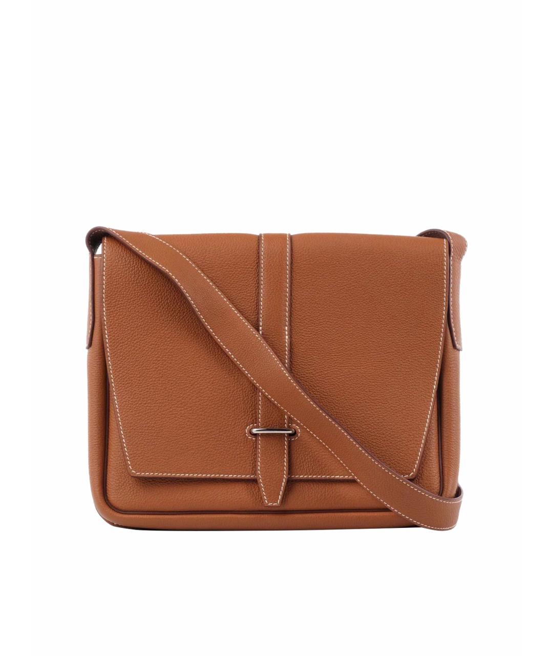 HERMES Коричневая кожаная сумка на плечо, фото 1