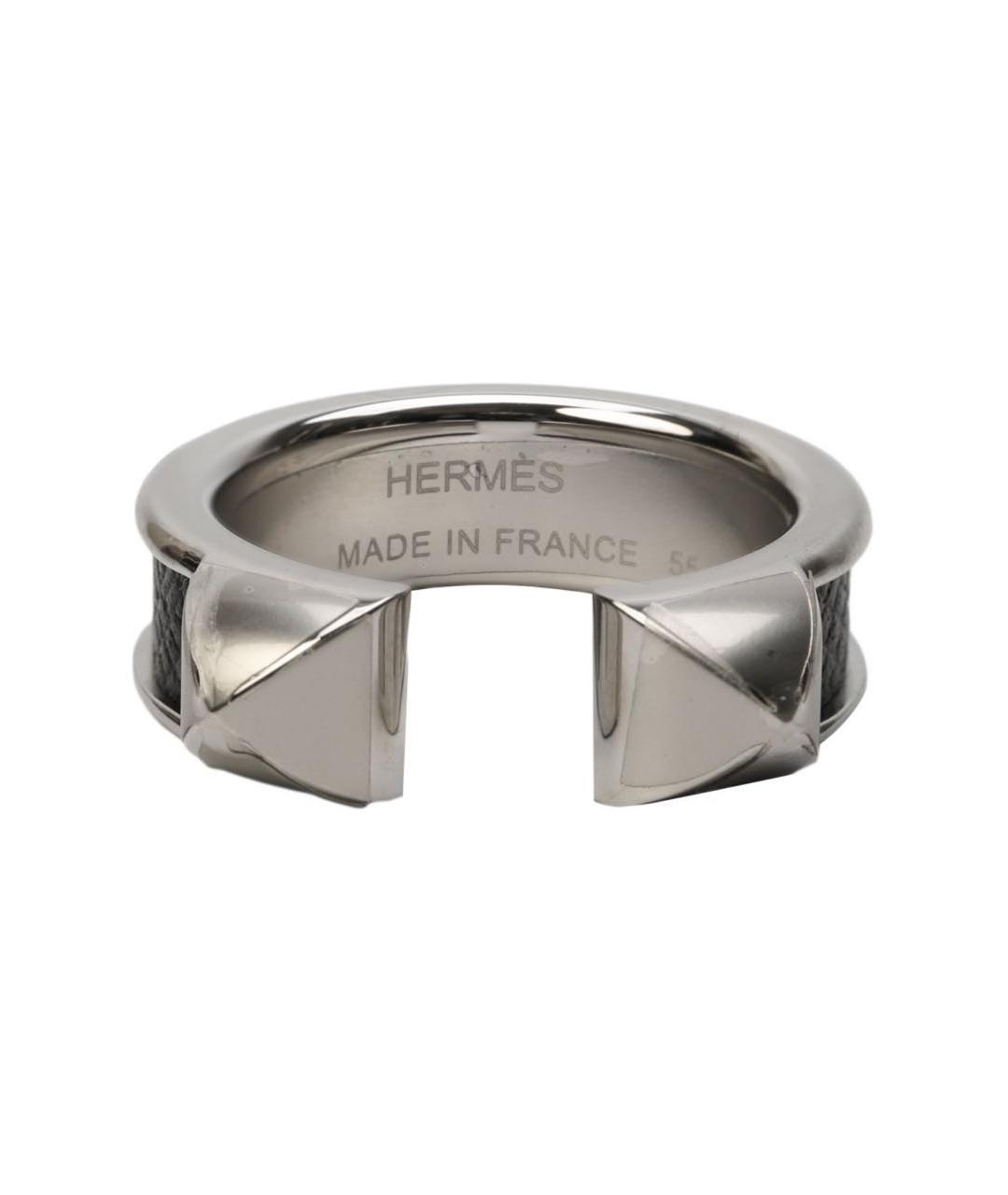 HERMES Черное металлическое кольцо, фото 4