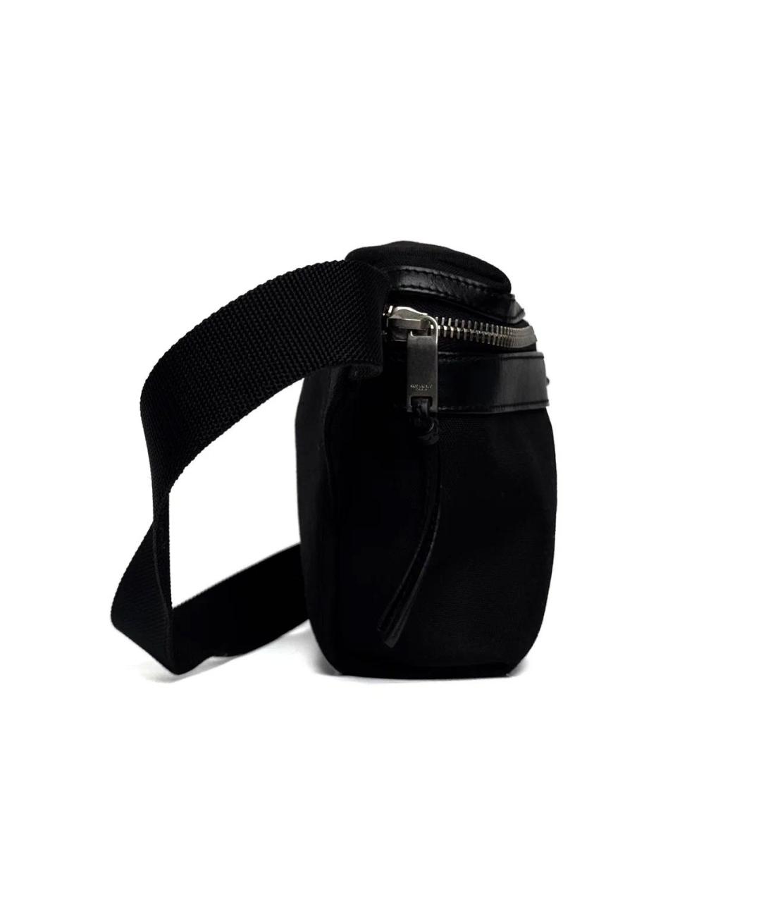 SAINT LAURENT Черная тканевая поясная сумка, фото 5