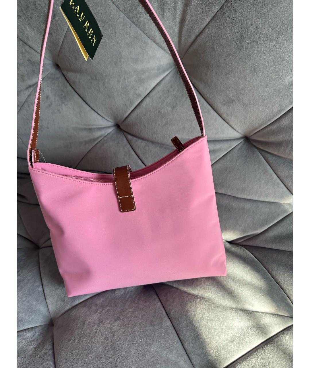 RALPH LAUREN Розовая тканевая сумка с короткими ручками, фото 4
