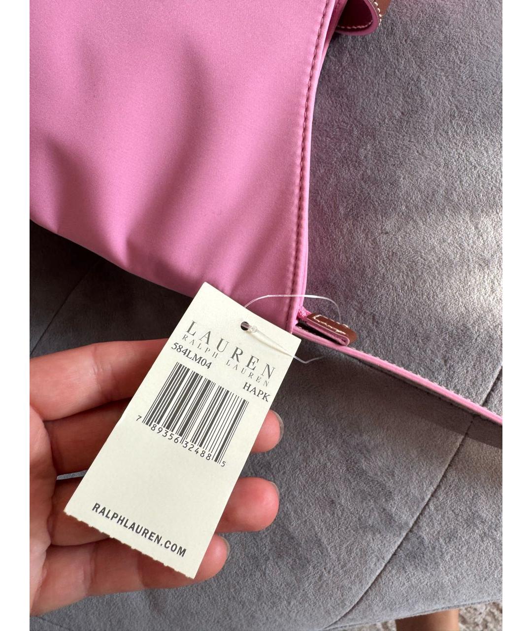 RALPH LAUREN Розовая тканевая сумка с короткими ручками, фото 3