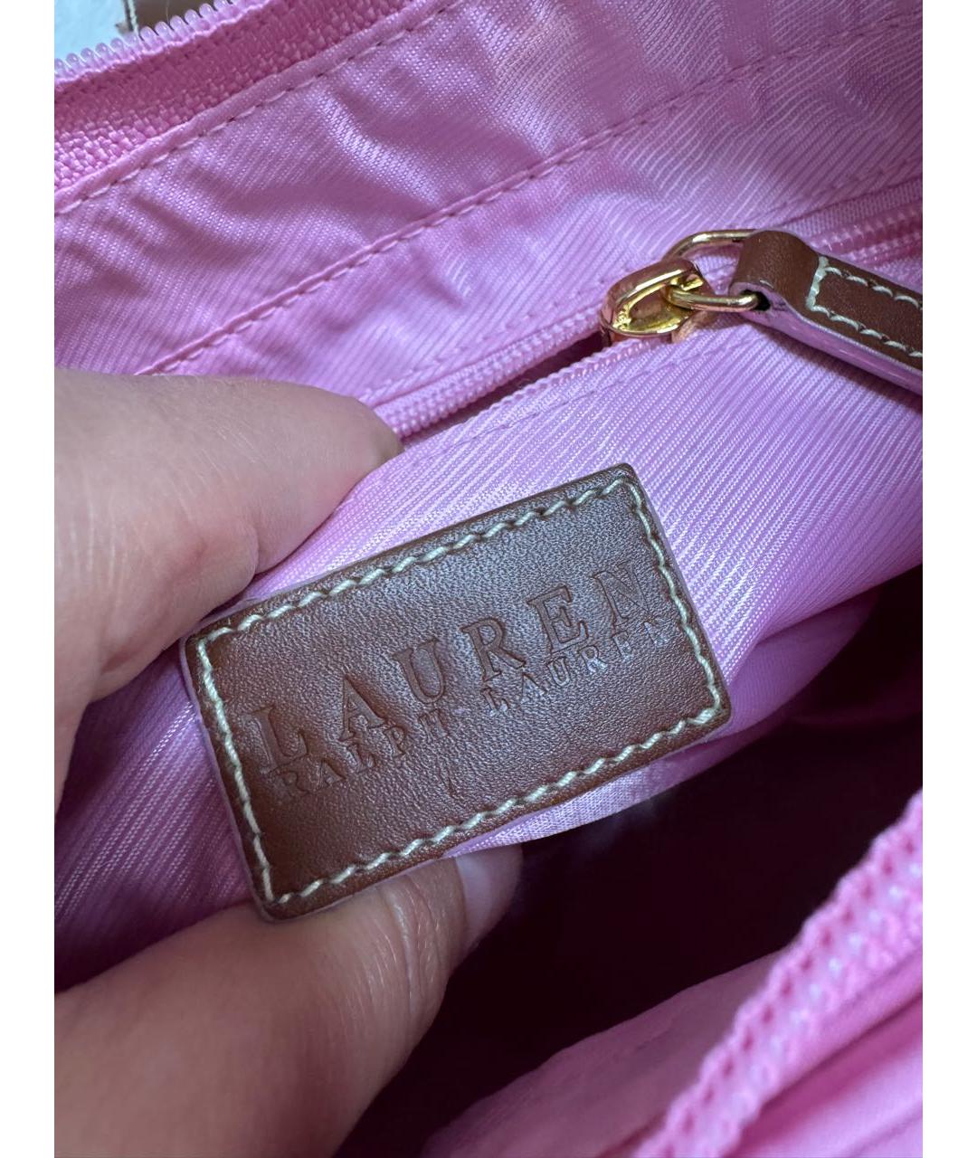 RALPH LAUREN Розовая тканевая сумка с короткими ручками, фото 7