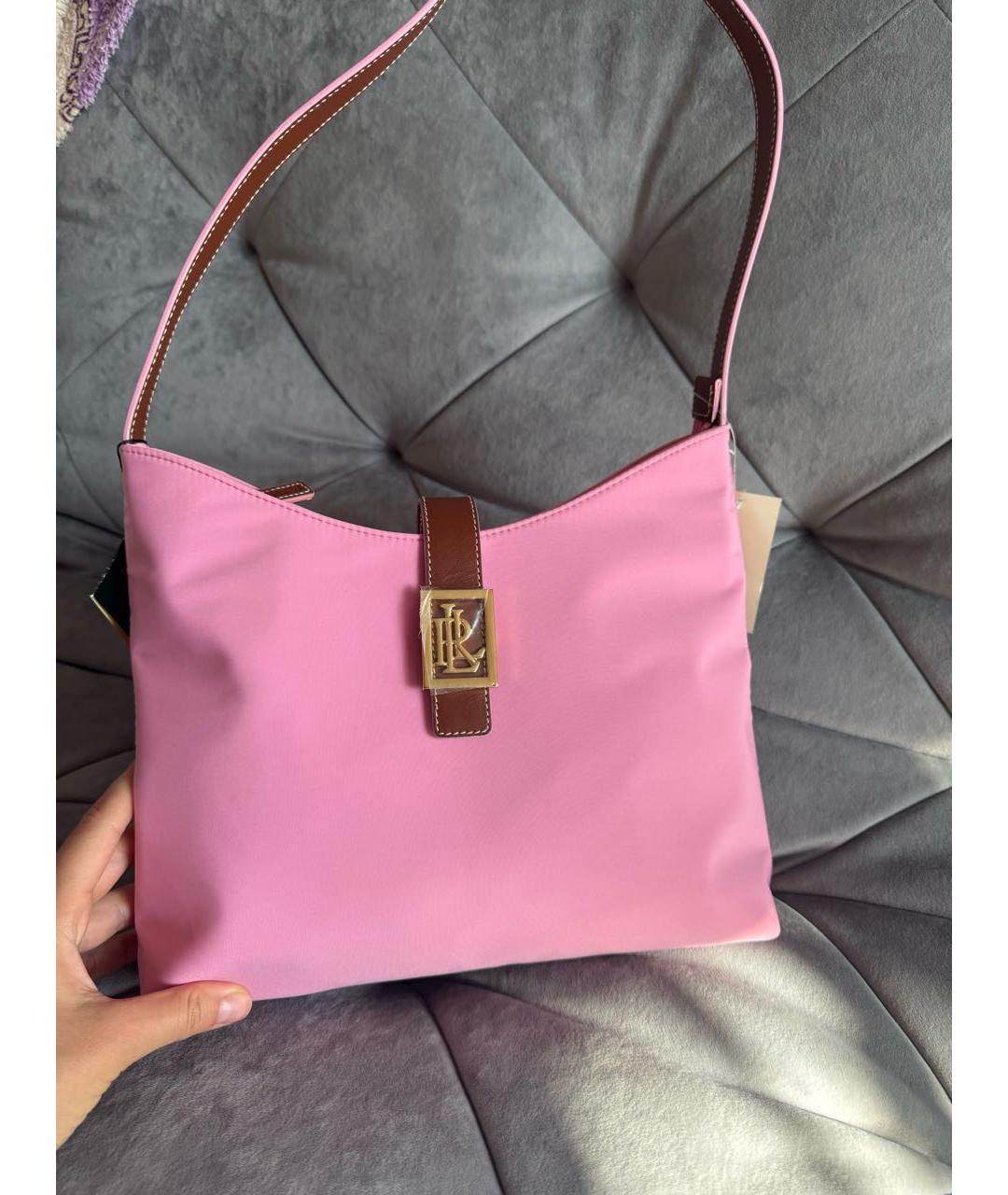 RALPH LAUREN Розовая тканевая сумка с короткими ручками, фото 5