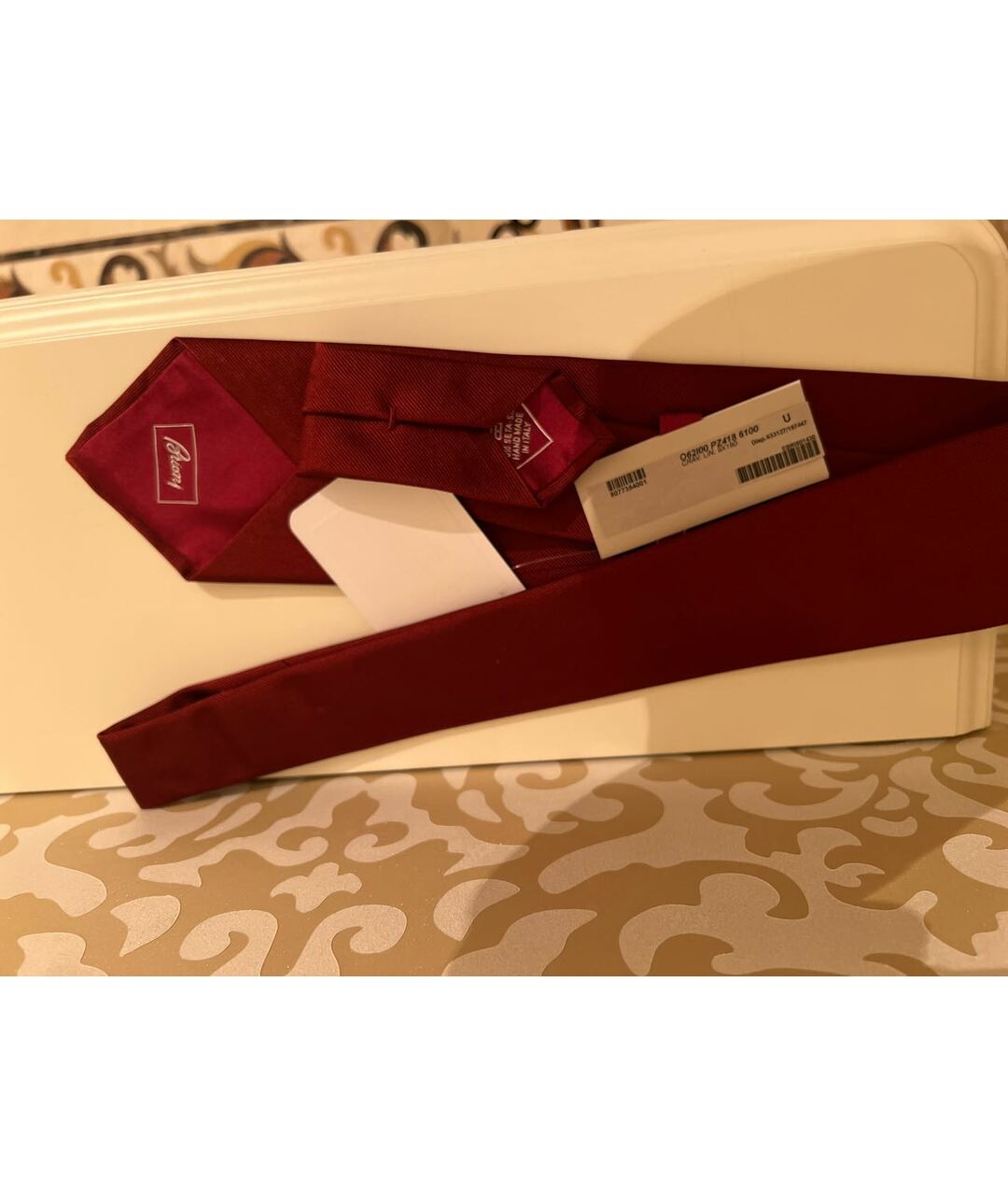 BRIONI Бордовый шелковый галстук, фото 2