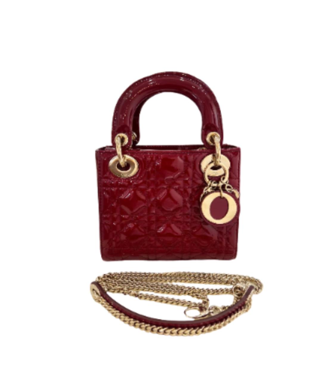 CHRISTIAN DIOR Красная сумка через плечо из лакированной кожи, фото 7