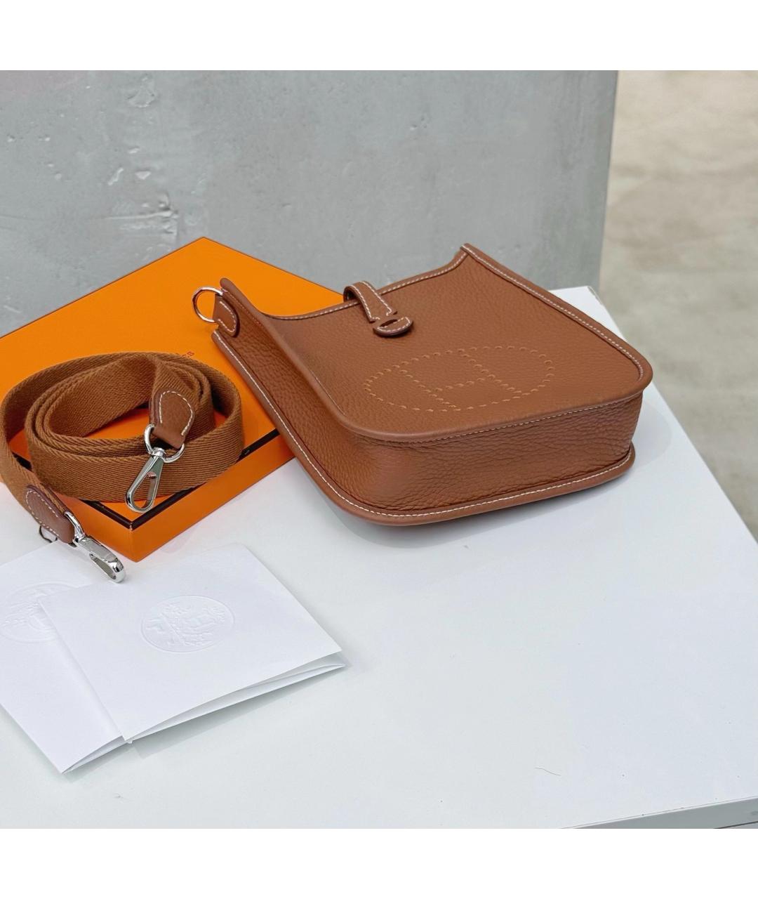 HERMES Коричневая кожаная сумка через плечо, фото 4