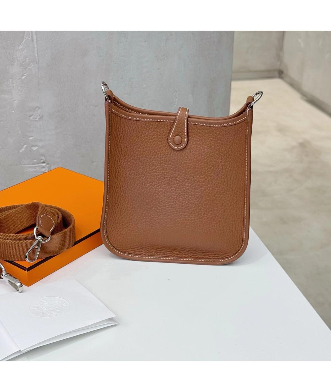 HERMES Коричневая кожаная сумка через плечо, фото 3