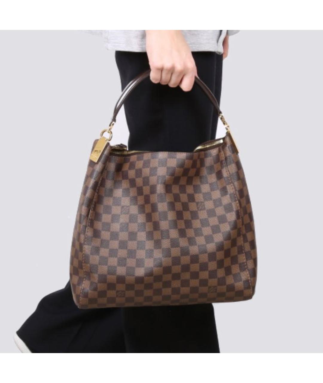 LOUIS VUITTON Коричневая сумка тоут из искусственной кожи, фото 8