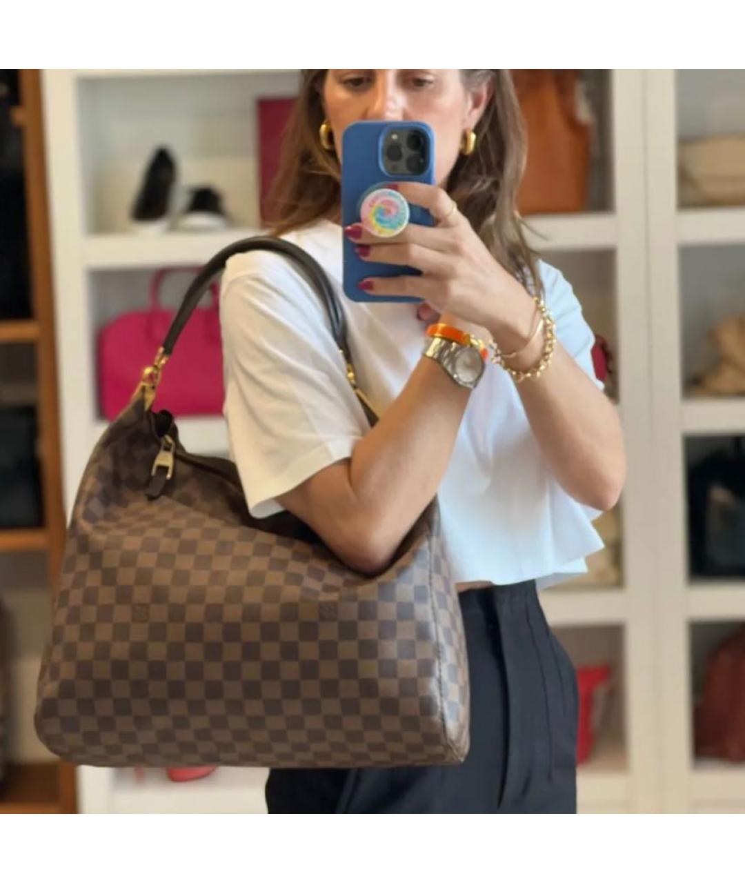 LOUIS VUITTON Коричневая сумка тоут из искусственной кожи, фото 5
