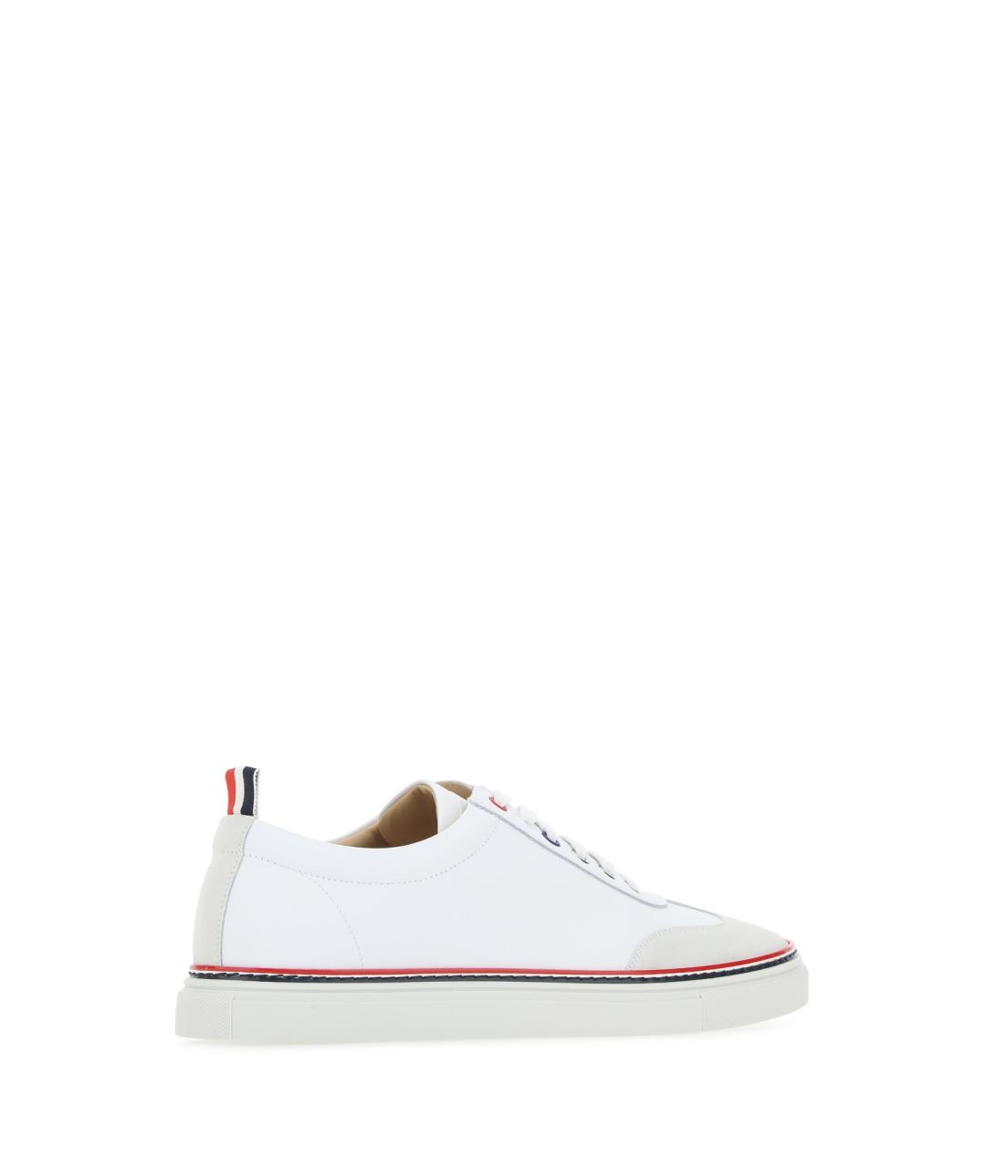 THOM BROWNE Белые кожаные низкие кроссовки / кеды, фото 3