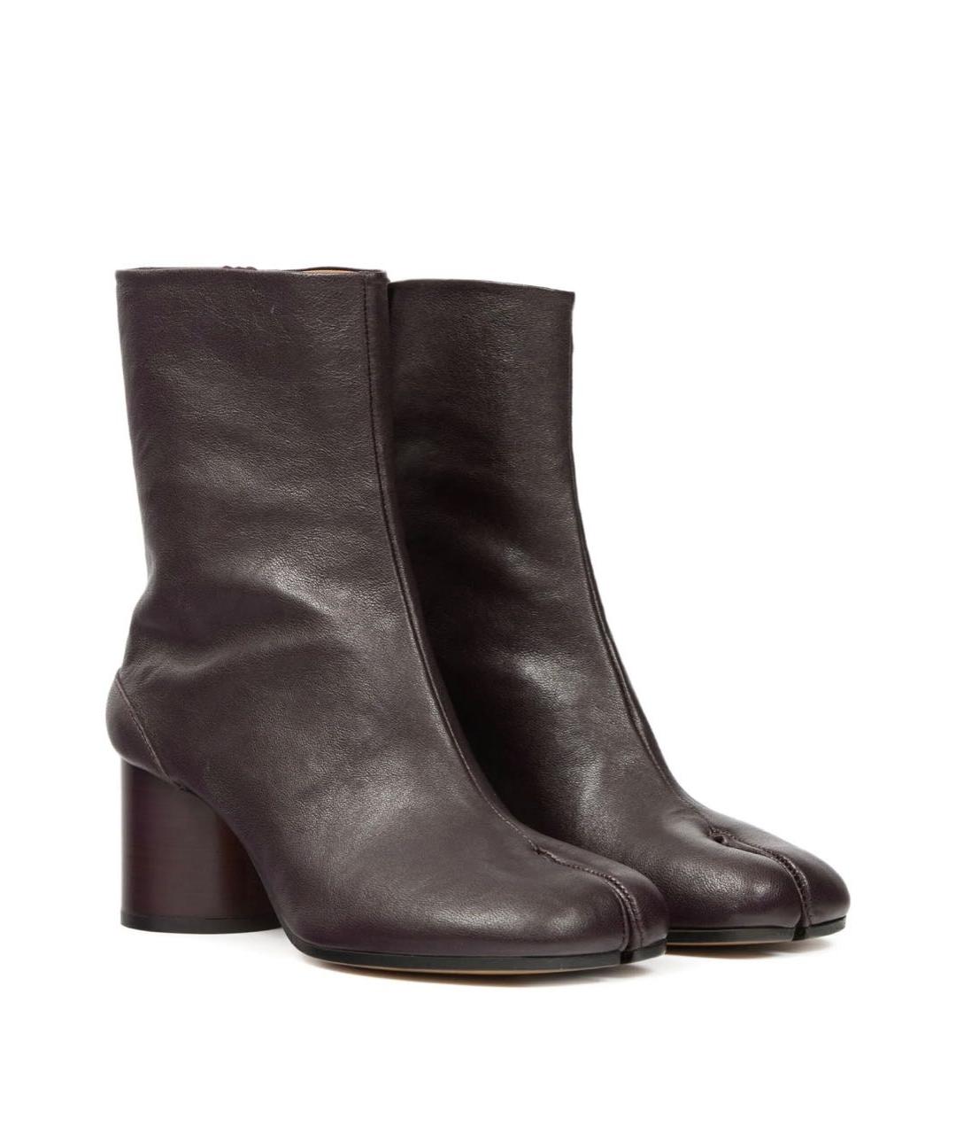 MAISON MARGIELA Бордовые кожаные ботильоны, фото 2