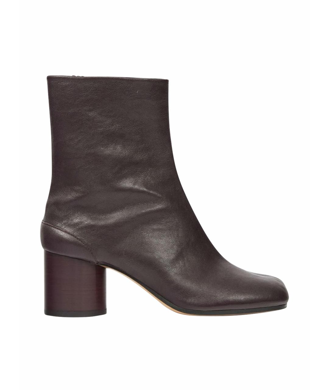 MAISON MARGIELA Бордовые кожаные ботильоны, фото 1