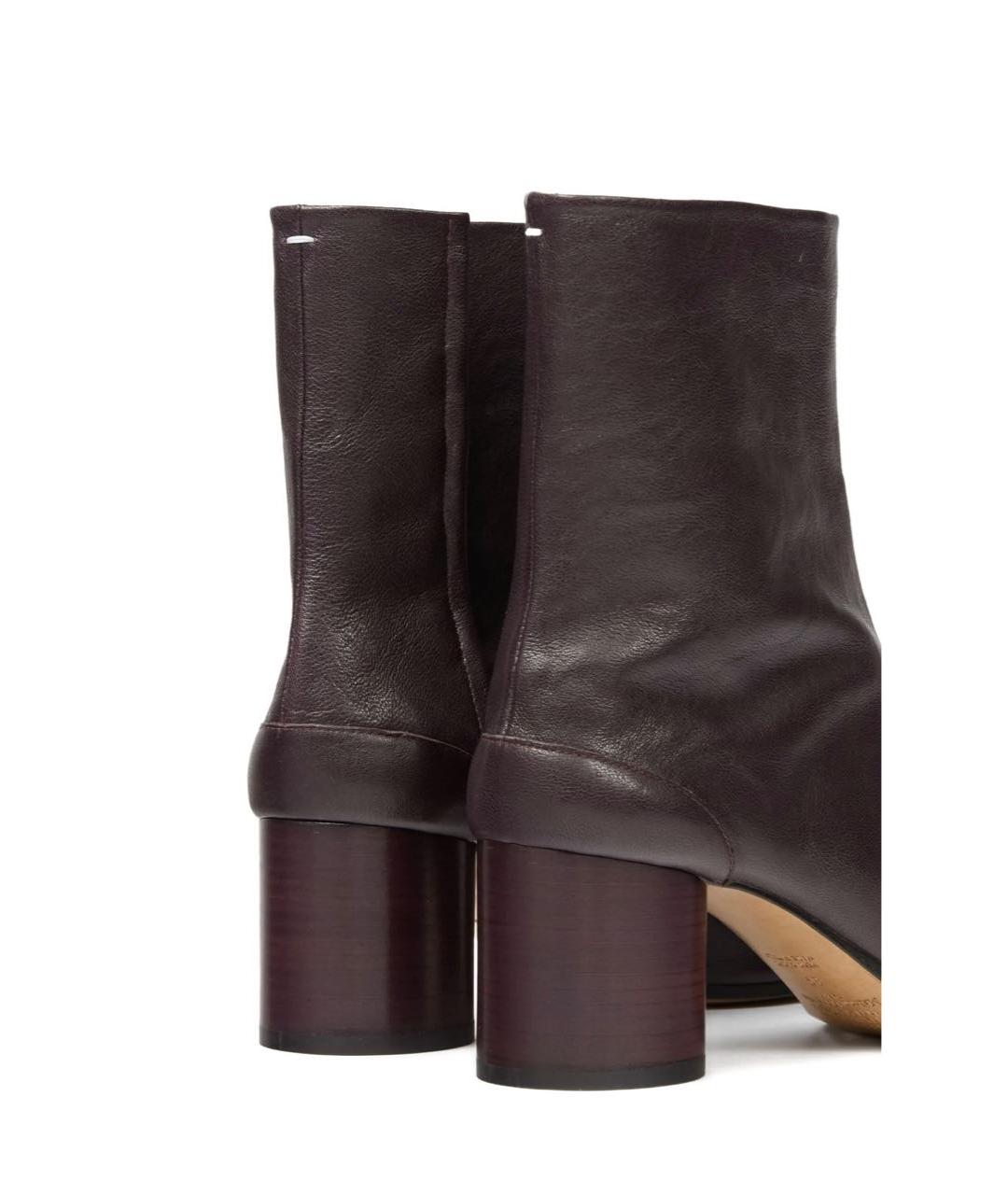 MAISON MARGIELA Бордовые кожаные ботильоны, фото 4