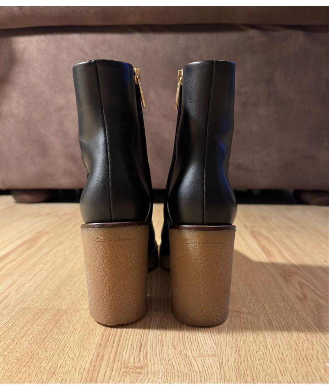 SANTONI Черные кожаные ботильоны, фото 4
