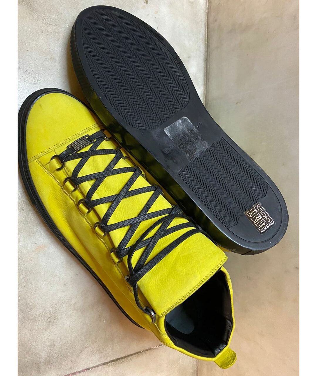 BALENCIAGA Желтые замшевые высокие кроссовки / кеды, фото 9