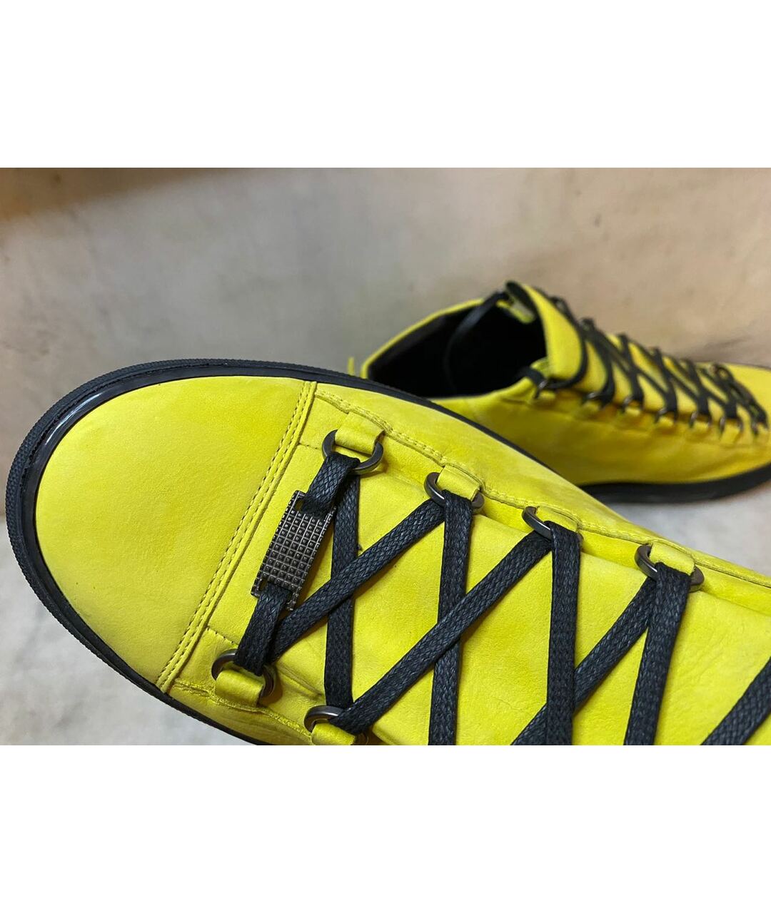 BALENCIAGA Желтые замшевые высокие кроссовки / кеды, фото 8