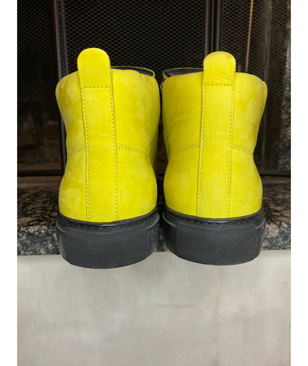 BALENCIAGA Желтые замшевые высокие кроссовки / кеды, фото 4