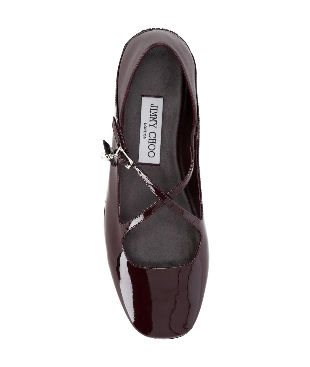 JIMMY CHOO Бордовые балетки из лакированной кожи, фото 4