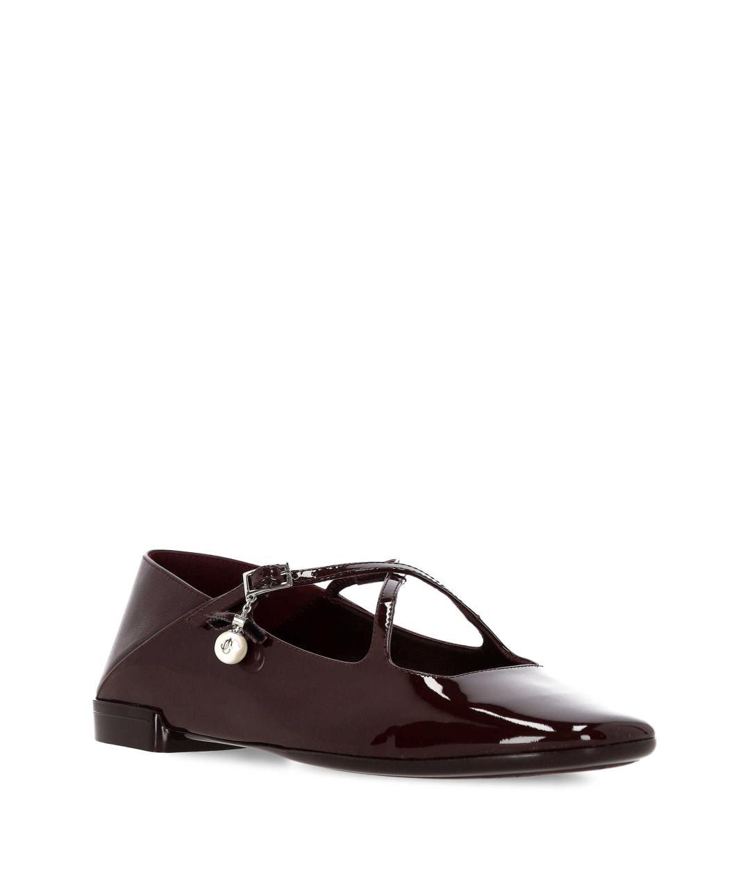 JIMMY CHOO Бордовые балетки из лакированной кожи, фото 2