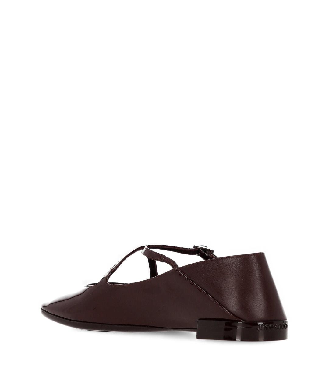 JIMMY CHOO Бордовые балетки из лакированной кожи, фото 3