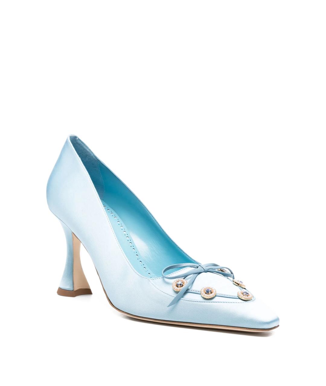 MANOLO BLAHNIK Голубые текстильные туфли, фото 2