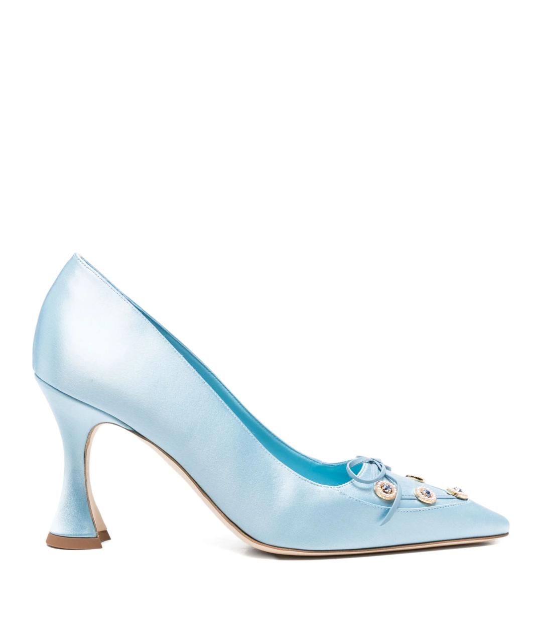 MANOLO BLAHNIK Голубые текстильные туфли, фото 1