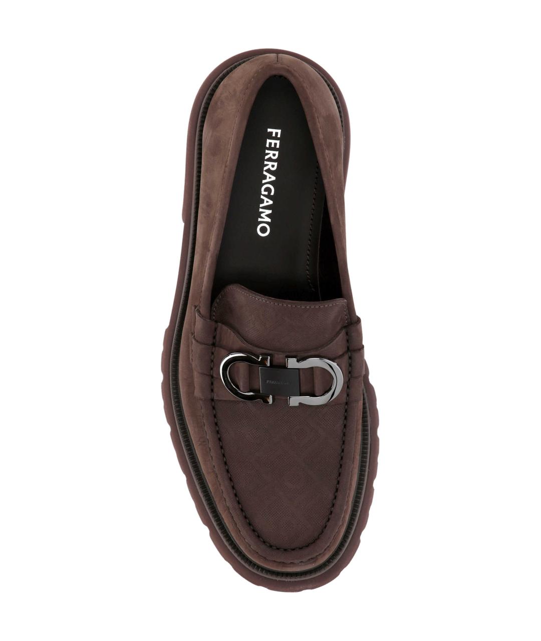 FERRAGAMO Коричневые кожаные лоферы, фото 4