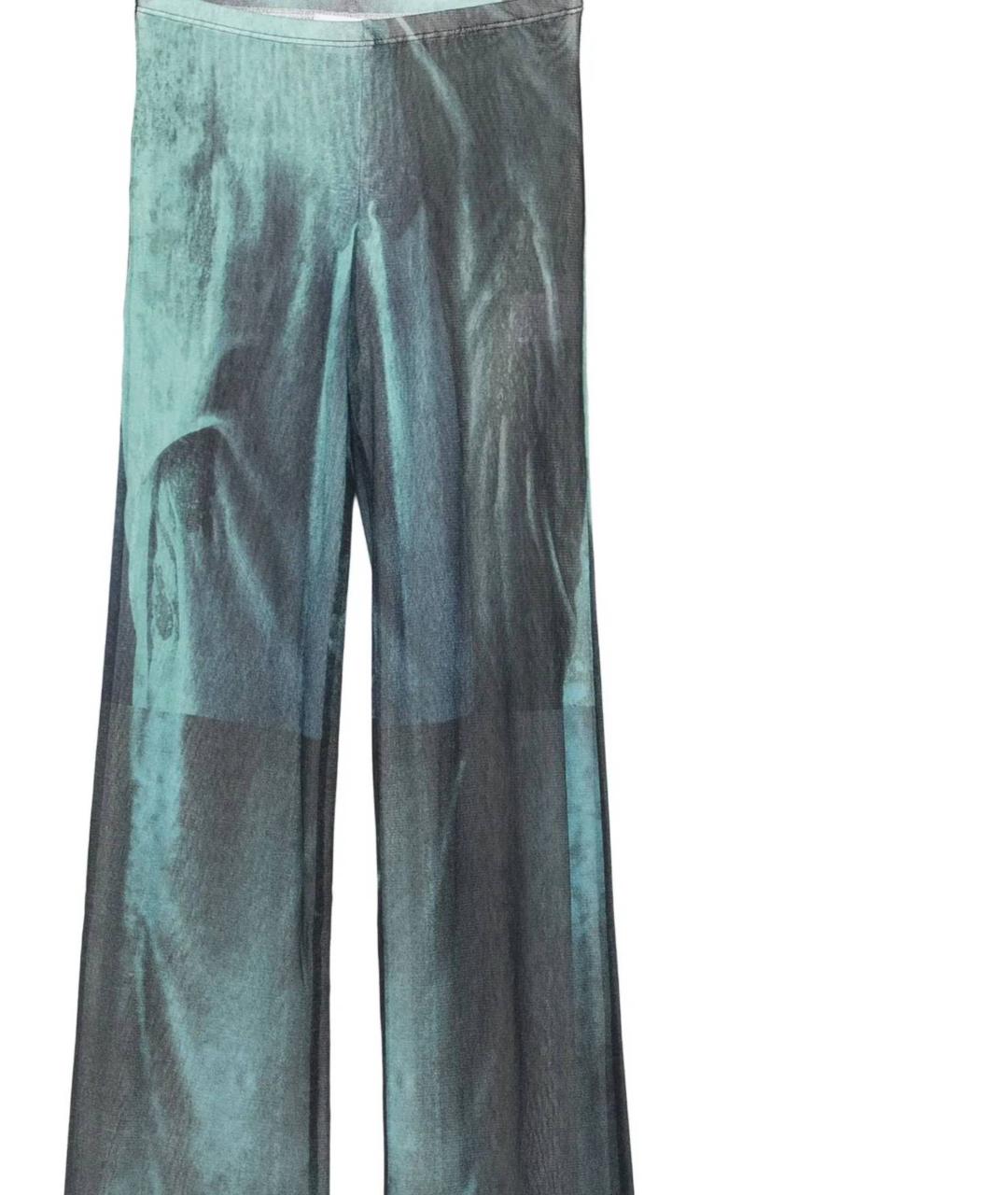 JEAN PAUL GAULTIER Бирюзовые полиамидовые прямые брюки, фото 2