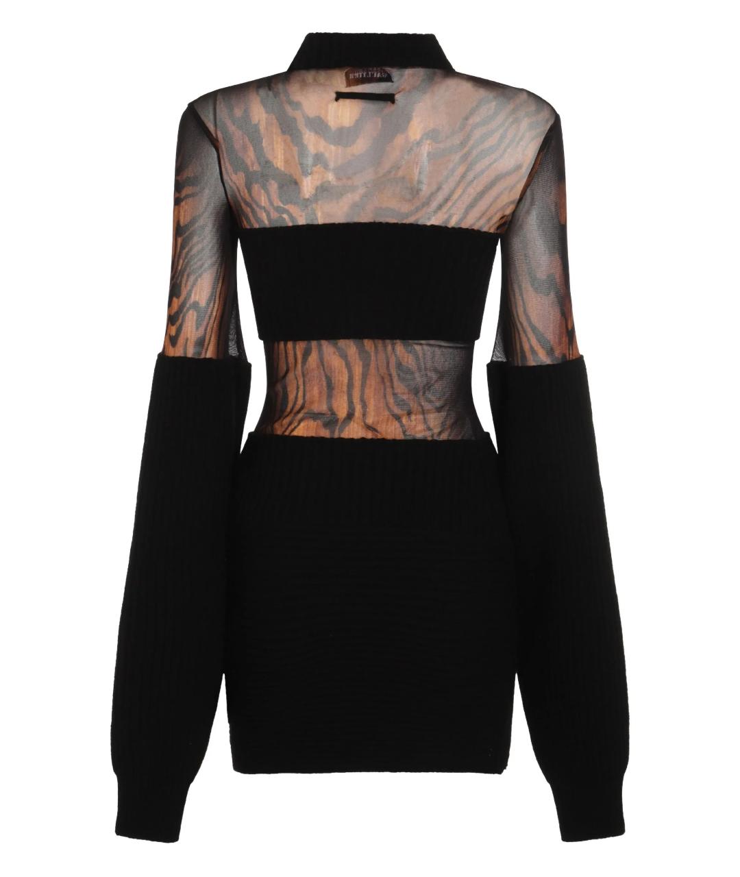 JEAN PAUL GAULTIER Черное шерстяное коктейльное платье, фото 3