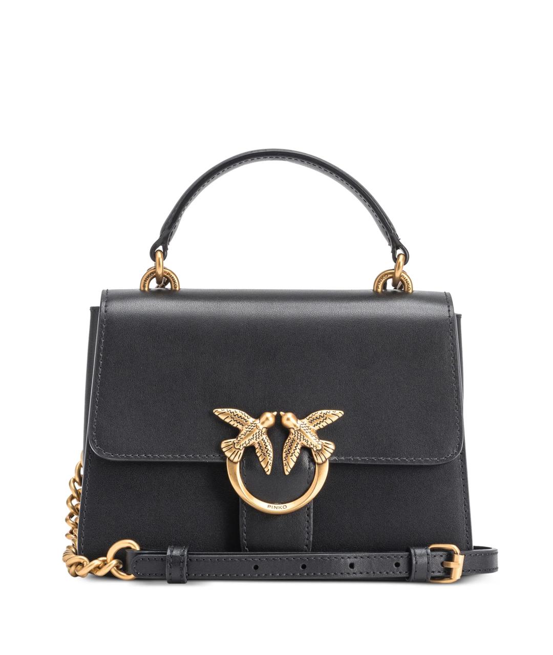 PINKO Черная кожаная сумка через плечо, фото 1