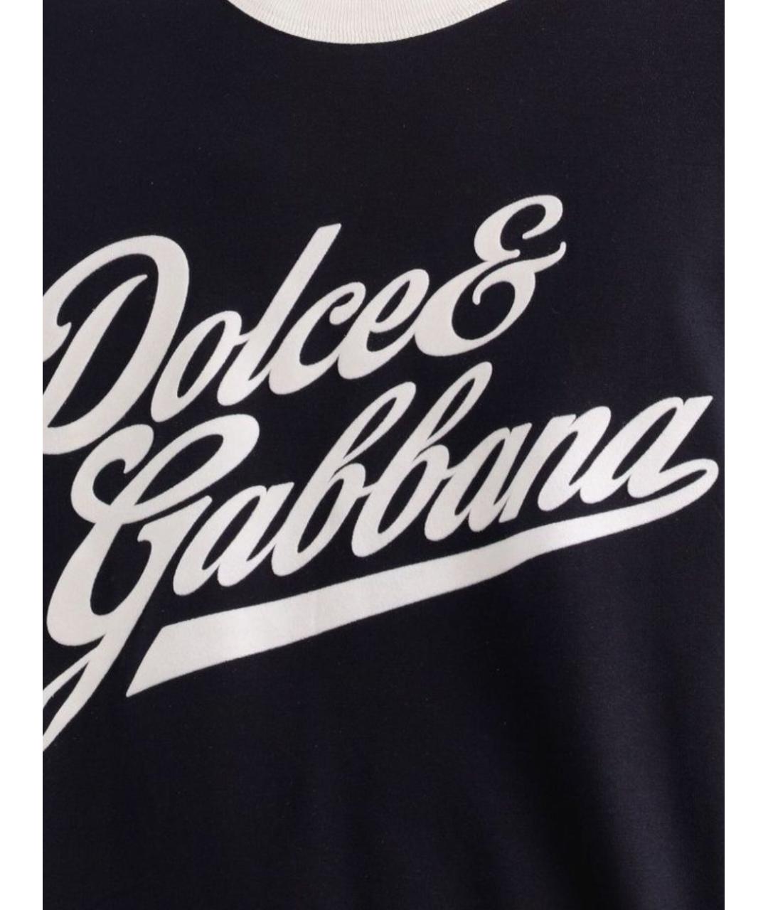 DOLCE&GABBANA Темно-синяя хлопковая футболка, фото 2