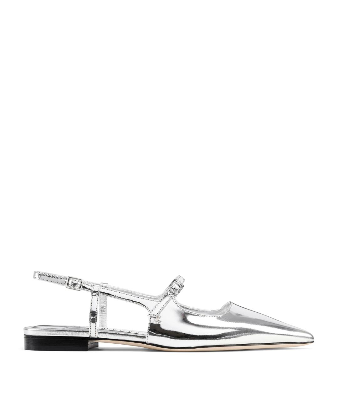 JIMMY CHOO Серебряные кожаные босоножки, фото 1