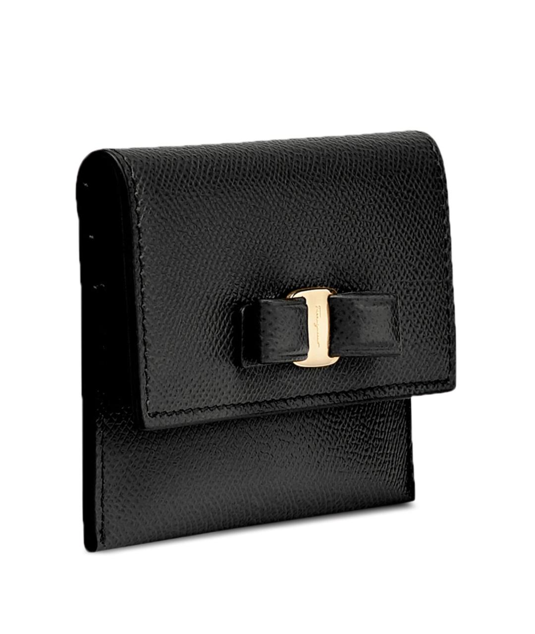 FERRAGAMO Черный кожаный кошелек, фото 4