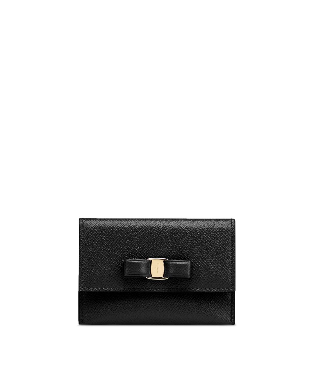 FERRAGAMO Черный кожаный кошелек, фото 1
