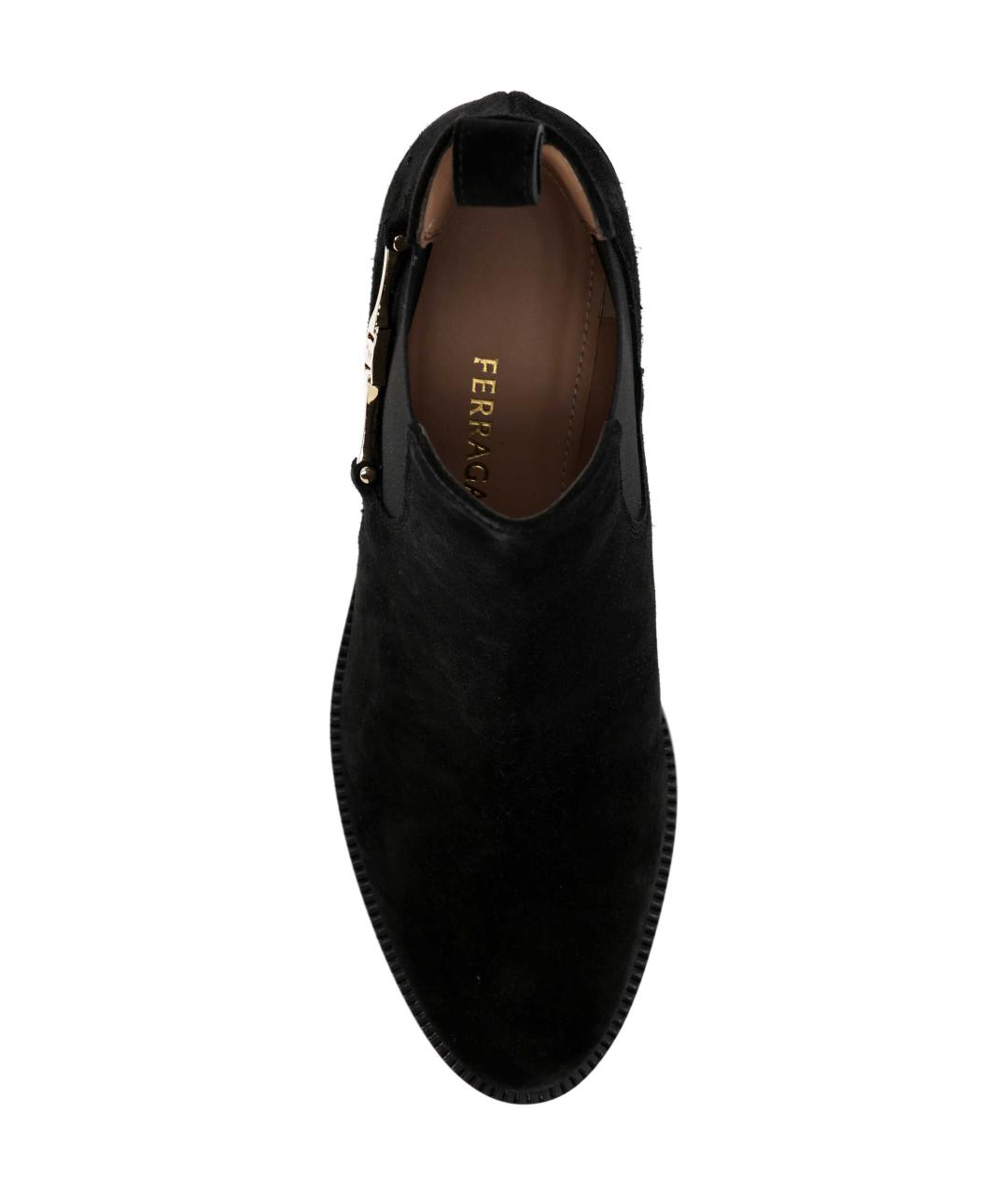 FERRAGAMO Черные замшевые сапоги, фото 4