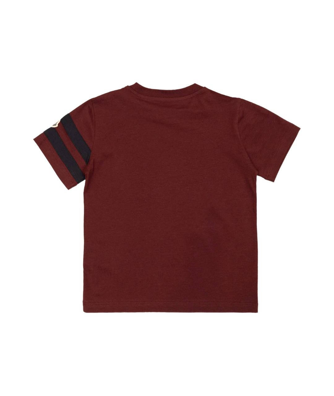 MONCLER KIDS Бордовая хлопковая детская футболка, фото 4