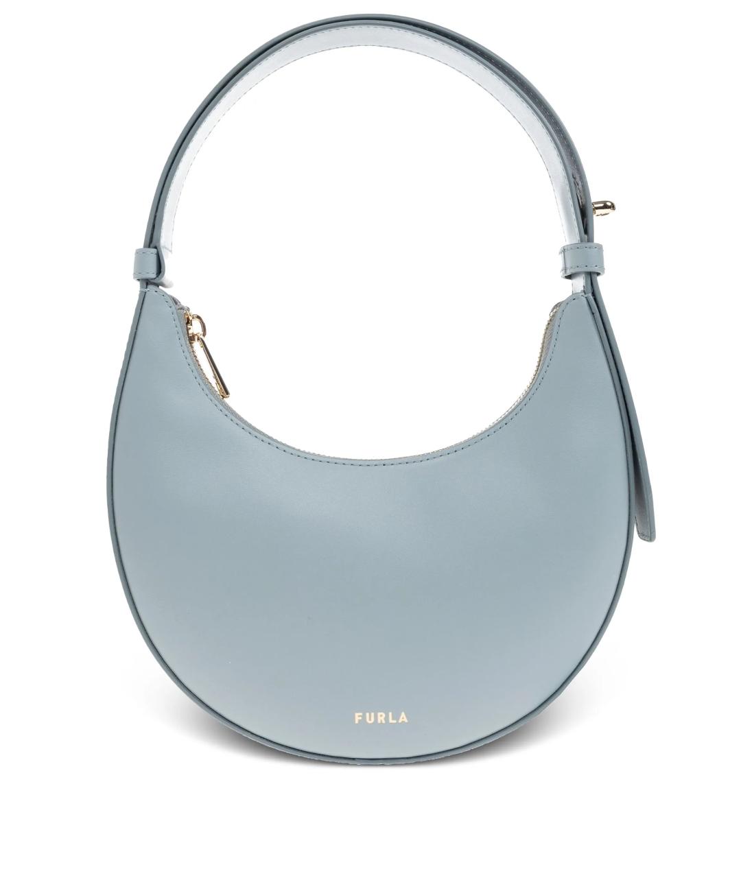FURLA Голубая кожаная сумка с короткими ручками, фото 1