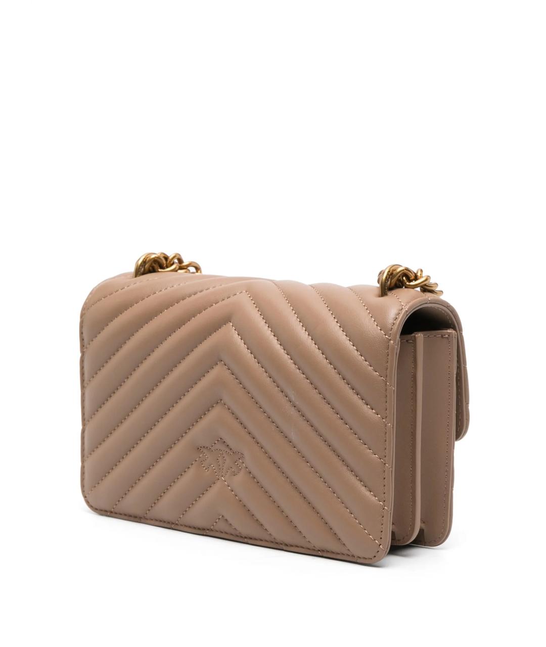 PINKO Бежевая кожаная сумка через плечо, фото 2