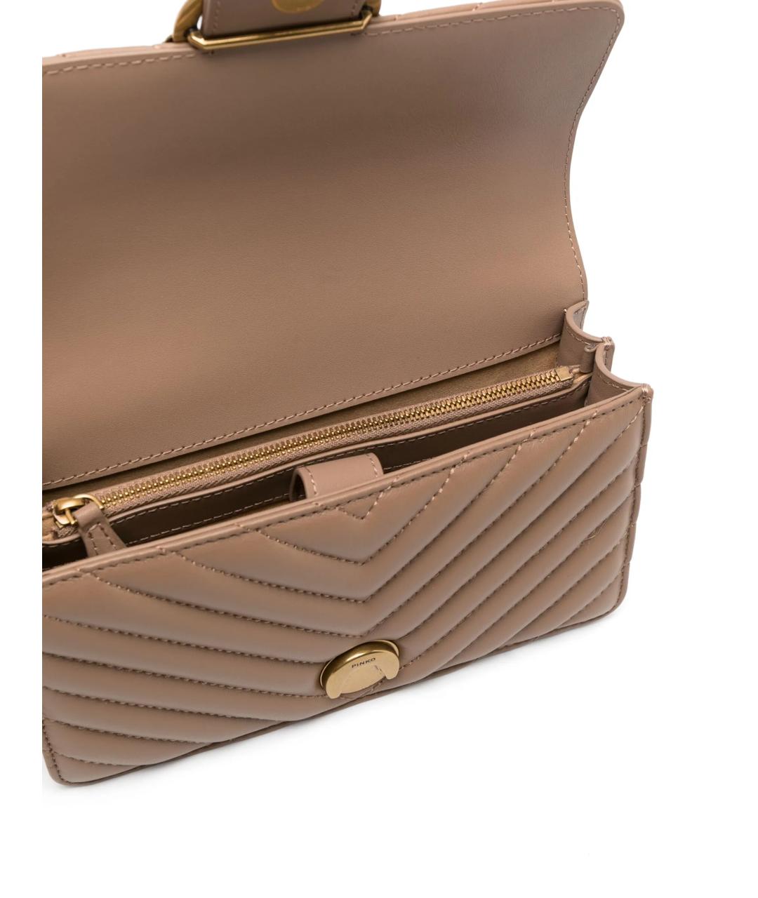PINKO Бежевая кожаная сумка через плечо, фото 4