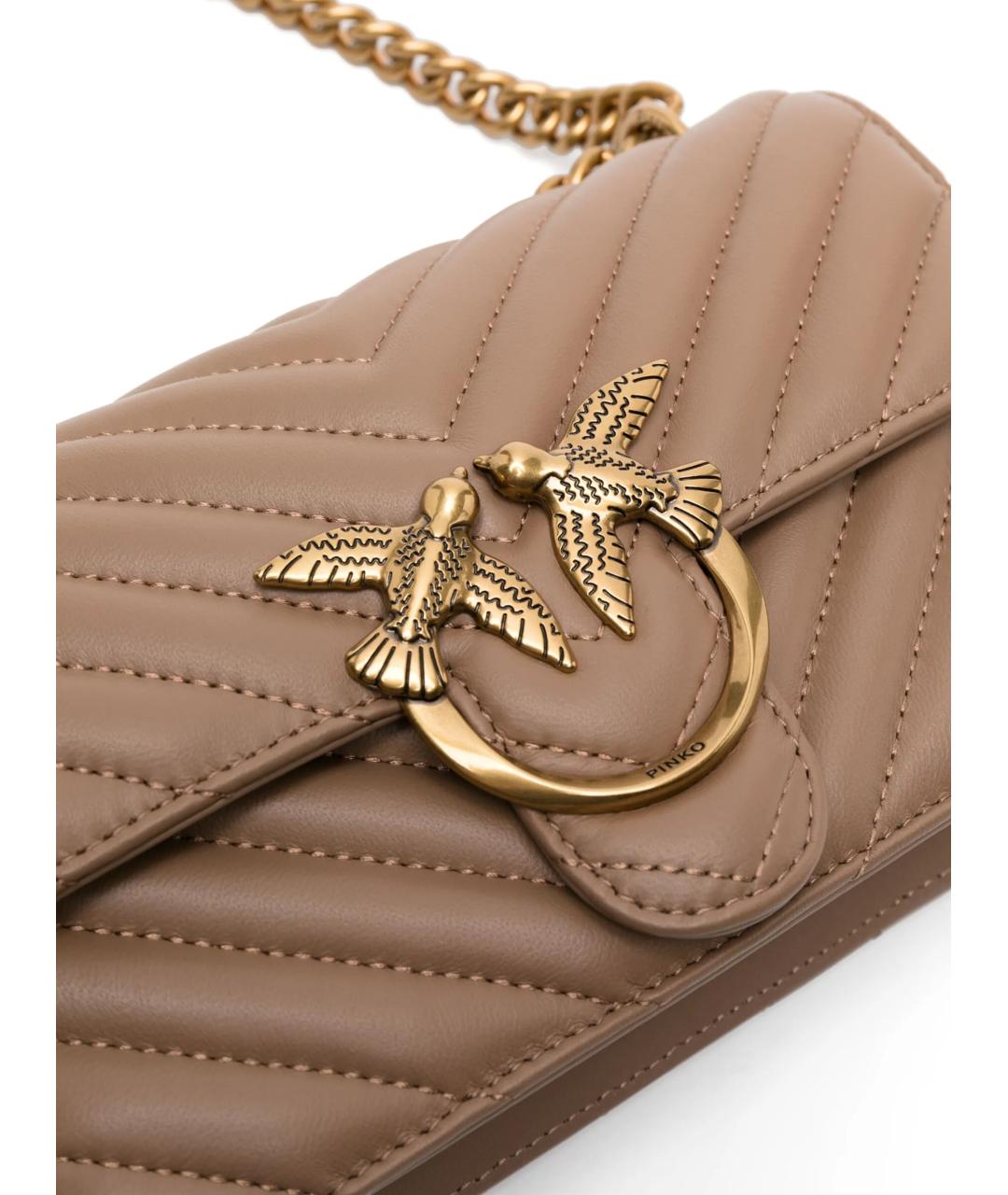 PINKO Бежевая кожаная сумка через плечо, фото 3