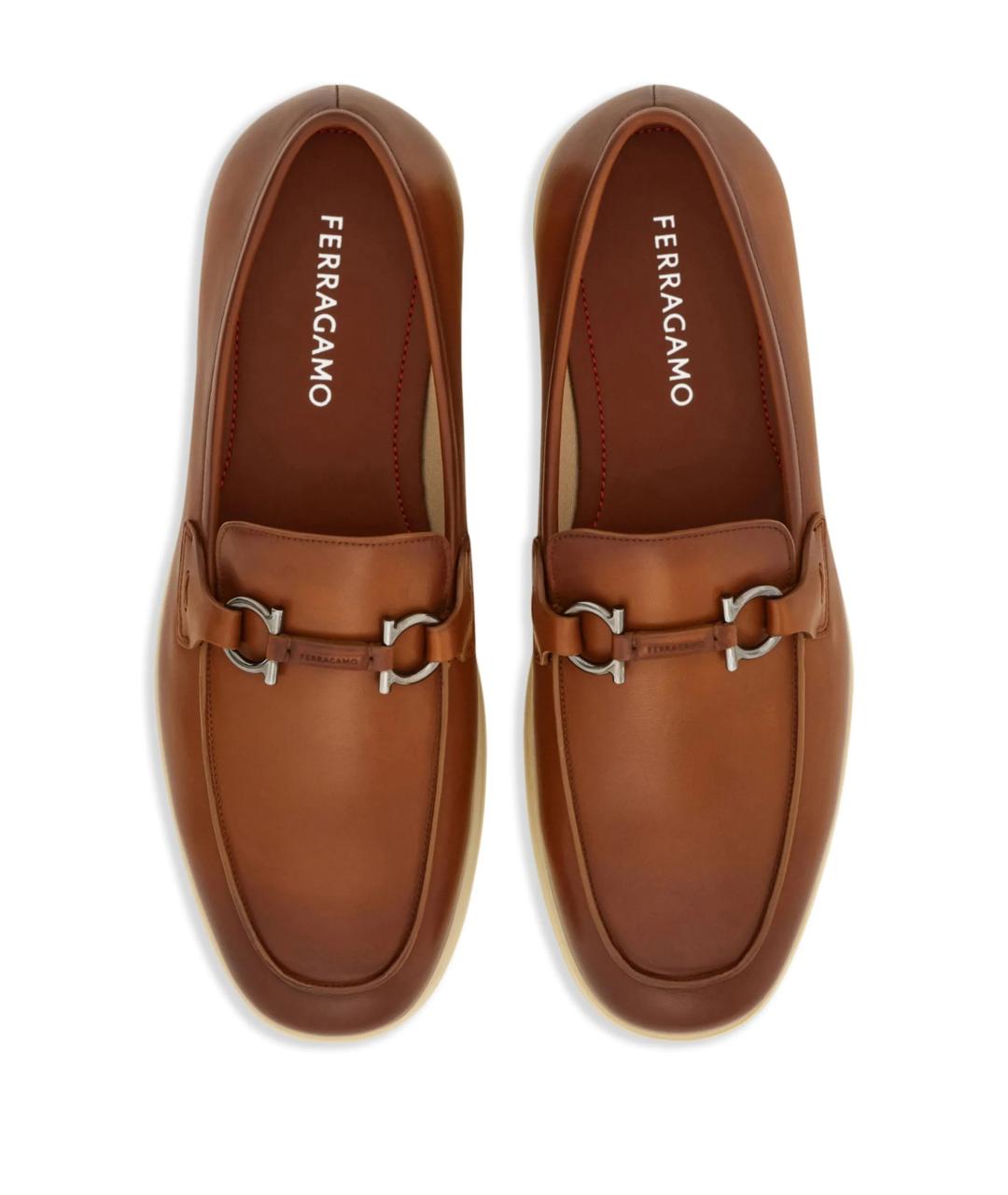 FERRAGAMO Коричневые кожаные лоферы, фото 4