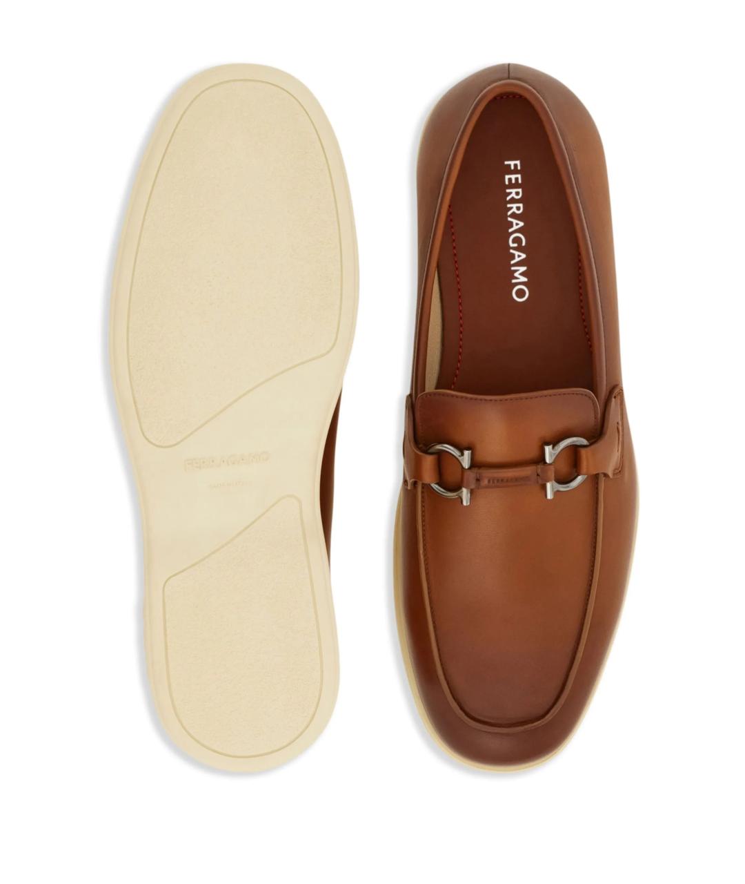 FERRAGAMO Коричневые кожаные лоферы, фото 5