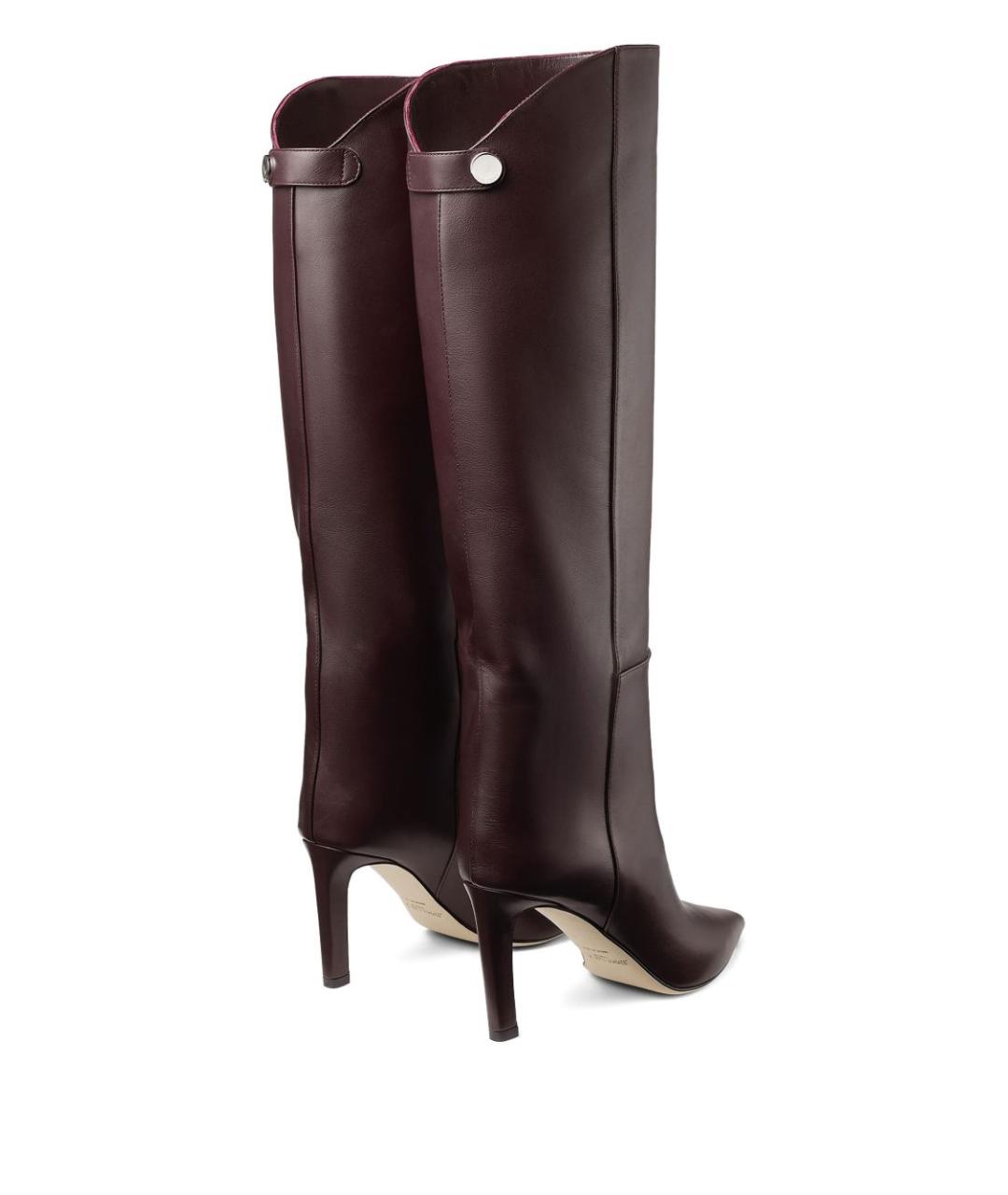 JIMMY CHOO Бордовые кожаные сапоги, фото 3